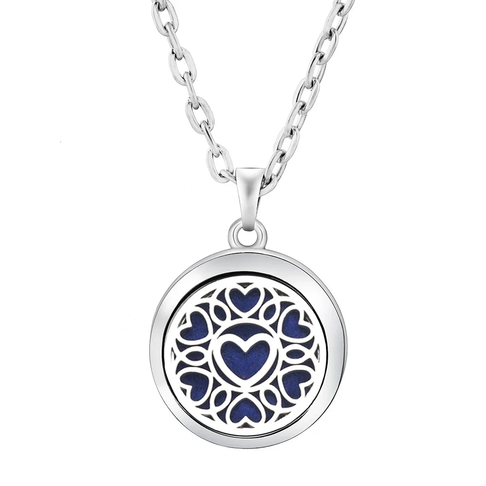 Heart-Shaped Aromatherapy Essential Oil Diffuser Necklace | Stainless Steel Dragonfly Perfume Locket