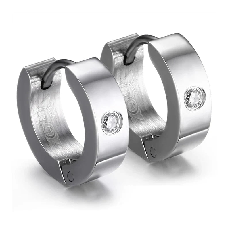 Stainless Steel Hoop Earrings for Women | Cubic Zirconia Huggie Ear Cuff