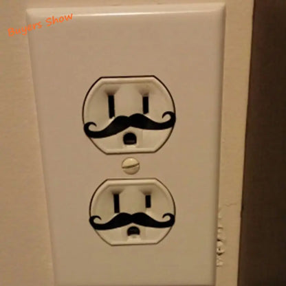 Funny Light Switch Stickers | 12 Pack Mustache Outlet Decals