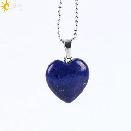 Natural Stone Heart Pendant Necklace | Crystal Healing Jewelry for Women