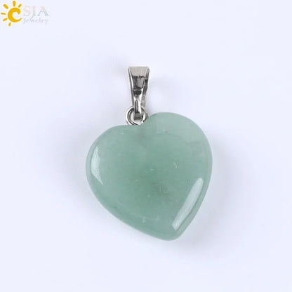 Natural Stone Heart Pendant Necklace | Crystal Healing Jewelry for Women