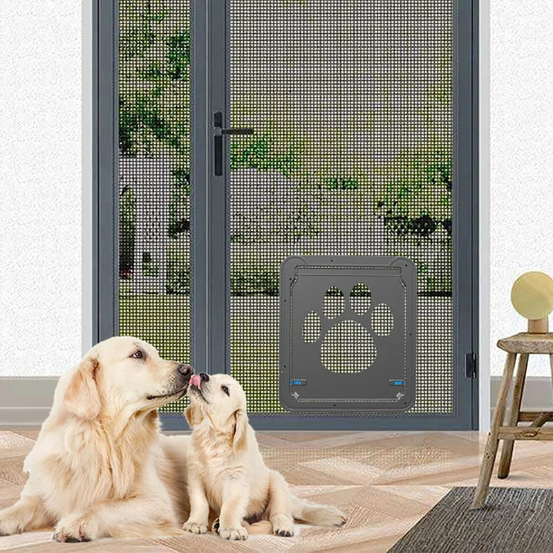 4-Way Lockable Pet Door – Durable Plastic Dog & Cat Flap for Screen Windows and Doors