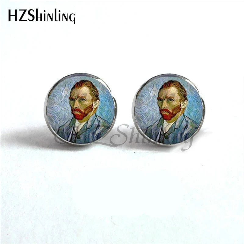 Van Gogh Art Stud Earrings | Handcrafted Glass Dome Earrings with Iconic Painting Details