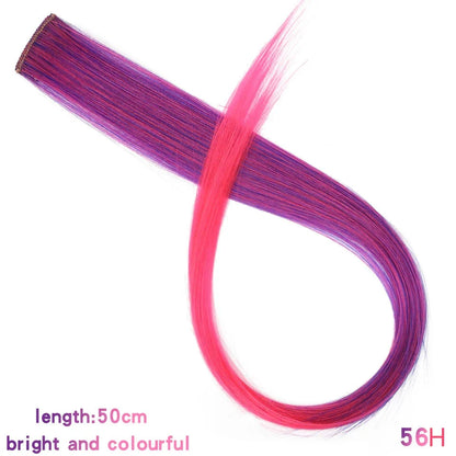 Clip In Rainbow Highlight Hair Extensions | Pink Synthetic Hair Strands