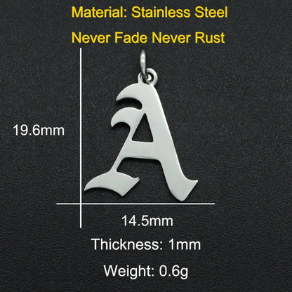 316 Stainless Steel Old English Letter Charms | DIY Alphabet Jewelry Findings for Bracelets and Necklaces