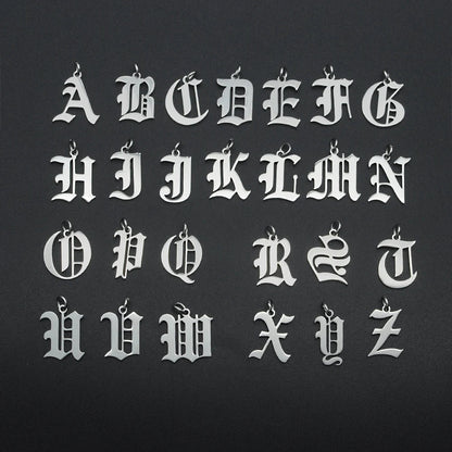 316 Stainless Steel Old English Letter Charms | DIY Alphabet Jewelry Findings for Bracelets and Necklaces