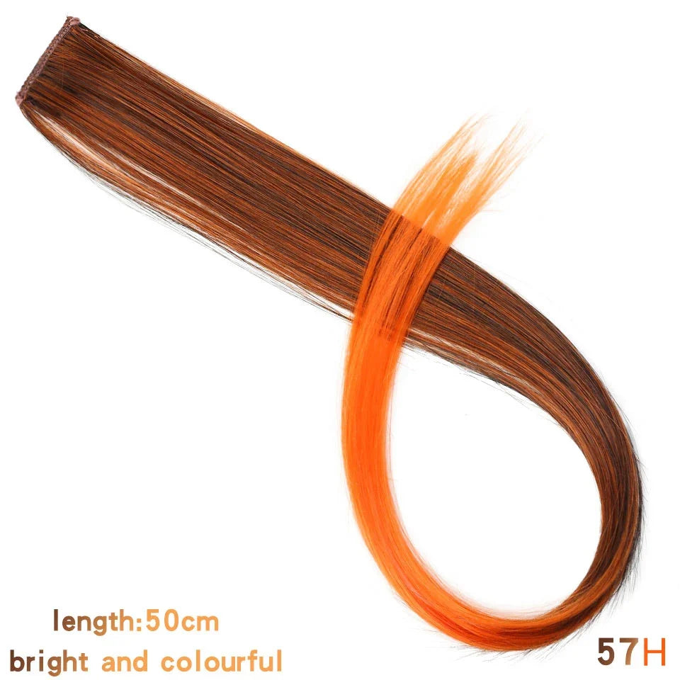 Clip In Rainbow Highlight Hair Extensions | Pink Synthetic Hair Strands