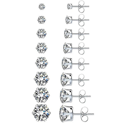 Huitan Minimalist Crystal Cubic Zirconia Stud Earrings | 6 Claws Unisex Fashion Jewelry
