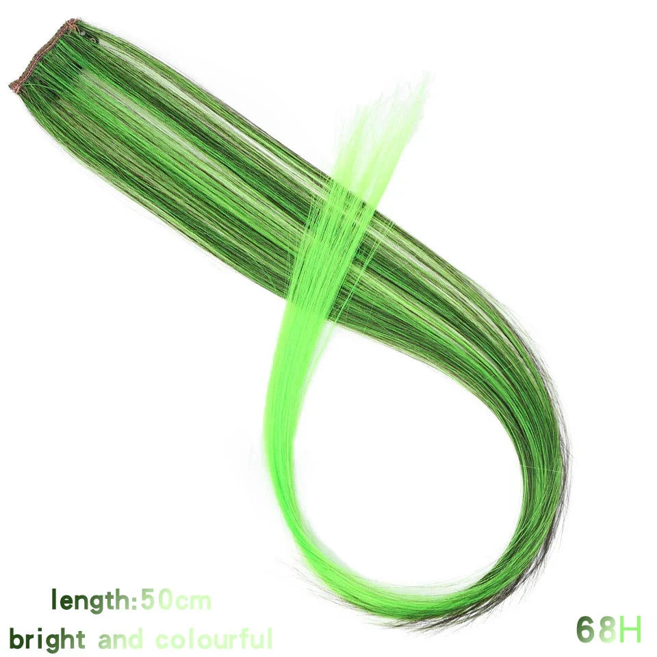 Clip In Rainbow Highlight Hair Extensions | Pink Synthetic Hair Strands