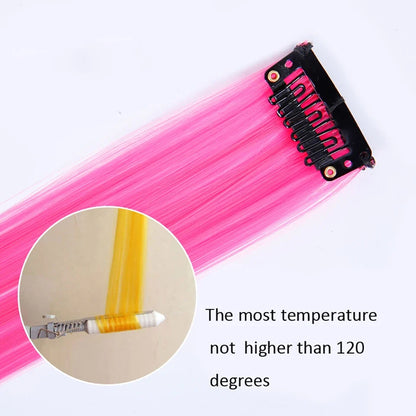 Clip In Rainbow Highlight Hair Extensions | Pink Synthetic Hair Strands