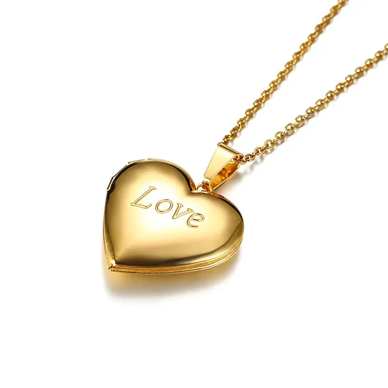 Monogram Floral Oval Heart Locket Pendant Necklace | Stainless Steel Photo Frame Keepsake