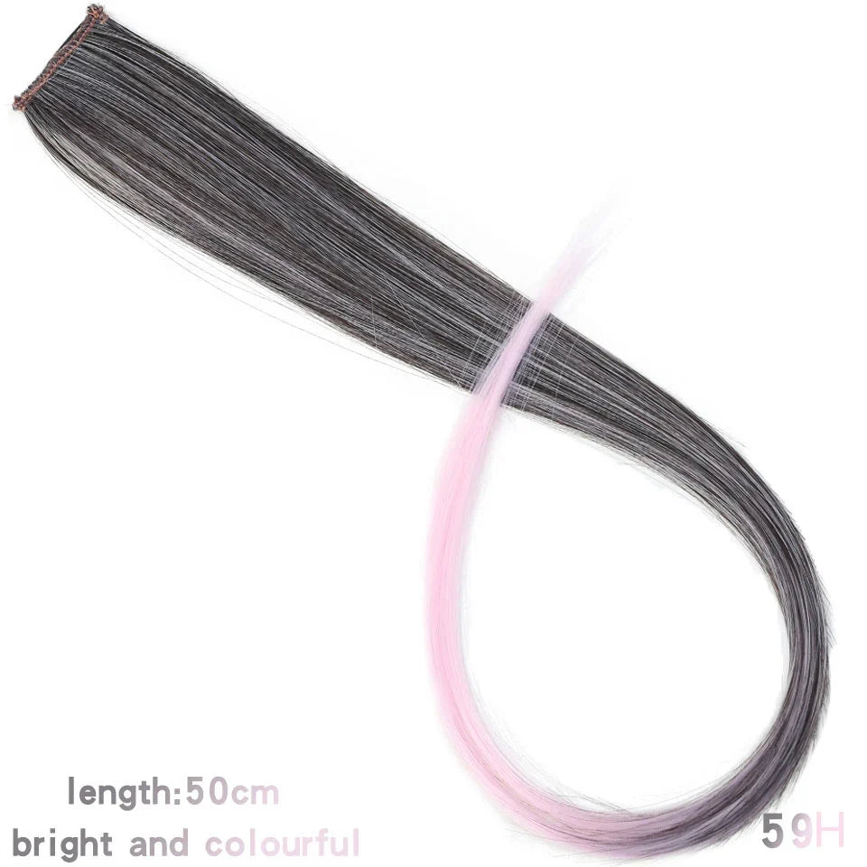 Clip In Rainbow Highlight Hair Extensions | Pink Synthetic Hair Strands