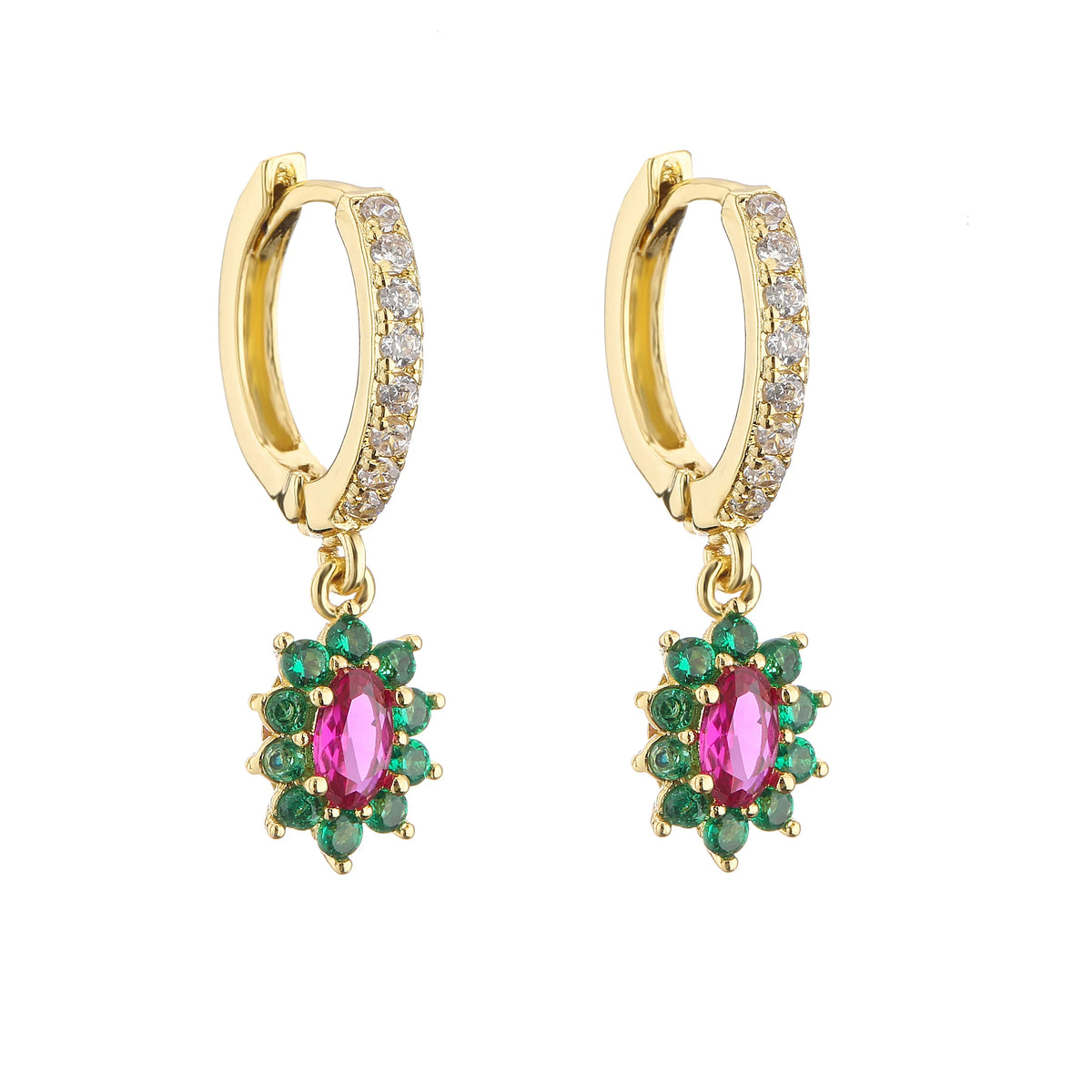 Cubic Zirconia Hoop Earrings | Classic Dazzling Stud Earrings for Women