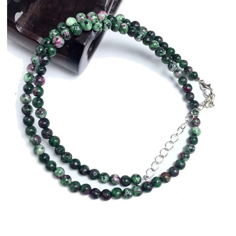 4mm Natural Stone Beaded Necklace and Bracelet Set | Tiger Eye Tourmaline Amazonite Agates Crystal Quartz