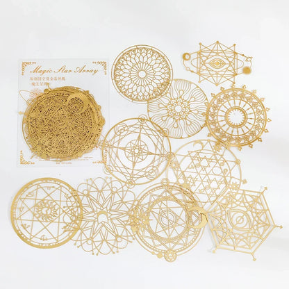 Yoofun 10pcs Vintage Gliding Stickers | Gold Flower Butterfly Lace Scrapbook Paper