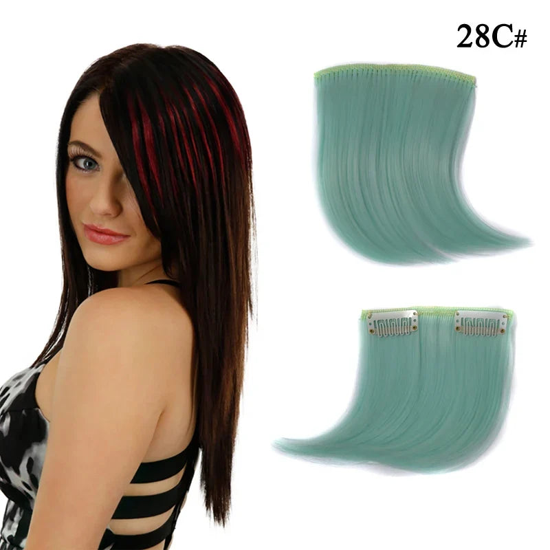 Colorful Clip In Bangs Hair Extensions | High Temperature Fiber Hair Pieces for Women