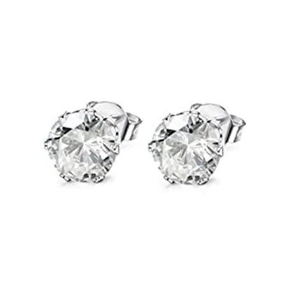 Huitan Minimalist Crystal Cubic Zirconia Stud Earrings | 6 Claws Unisex Fashion Jewelry