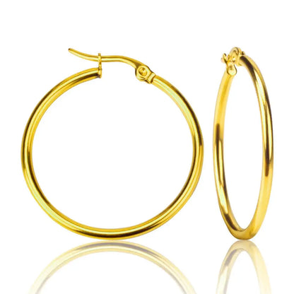 LUXUSTEEL Golden Stainless Steel Hoop Earrings | Big and Small Circle Ear Jewelry for Women and Men