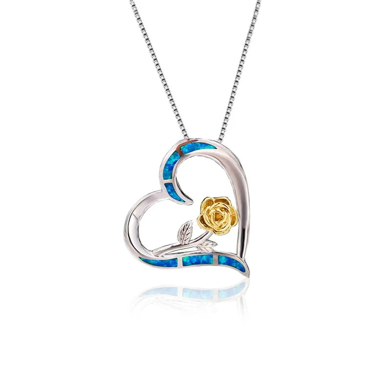 Fashion Sunflower Pendant Necklace | Rose Gold Crystal Zircon Imitation Opal Jewelry