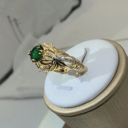 Vintage Emerald Cocktail Ring | 925 Sterling Silver