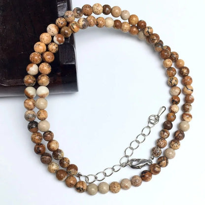 4mm Natural Stone Beaded Necklace and Bracelet Set | Tiger Eye Tourmaline Amazonite Agates Crystal Quartz