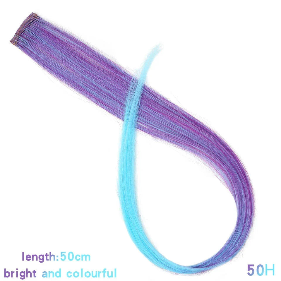 Clip In Rainbow Highlight Hair Extensions | Pink Synthetic Hair Strands