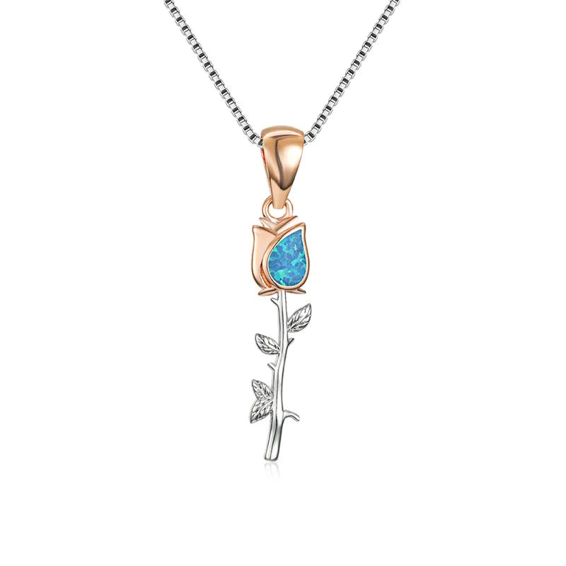 Fashion Sunflower Pendant Necklace | Rose Gold Crystal Zircon Imitation Opal Jewelry