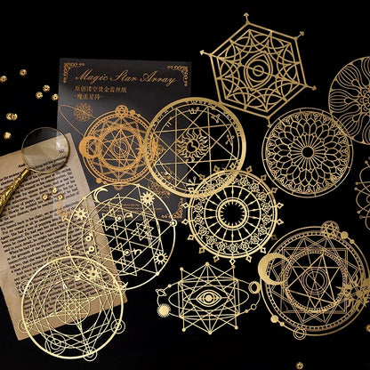 Yoofun 10pcs Vintage Gliding Stickers | Gold Flower Butterfly Lace Scrapbook Paper