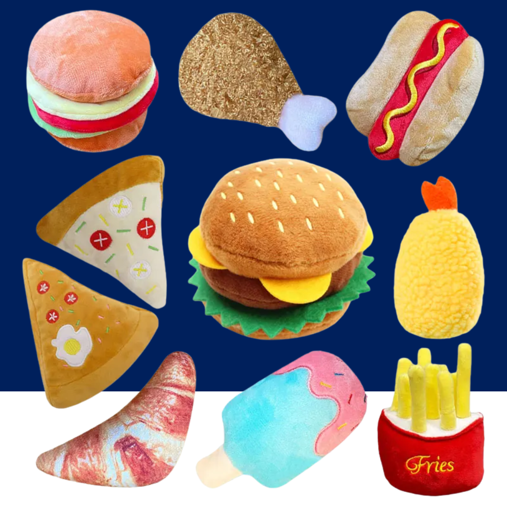 Squeaky Ice Cream, Fries & Hamburger Plush Toy Set