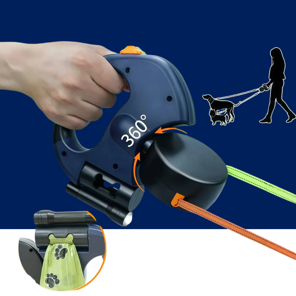Premium 3M Retractable Double Dog Leash – Reflective 360° Swivel No-Tangle Lead with LED Lights for Small Dogs