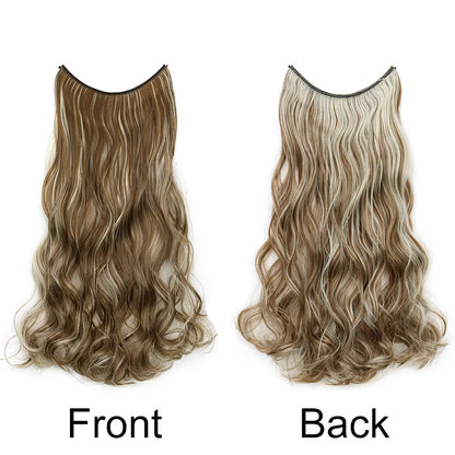 20 Inch Curly Fish Line Hair Extension | One Piece No Clip Synthetic Hair Piece