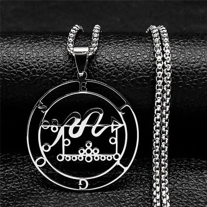 Sigeal Sigil De Lucifer Stainless Steel Satan Necklace | Asmoday Key Baphomet Pendant Jewelry