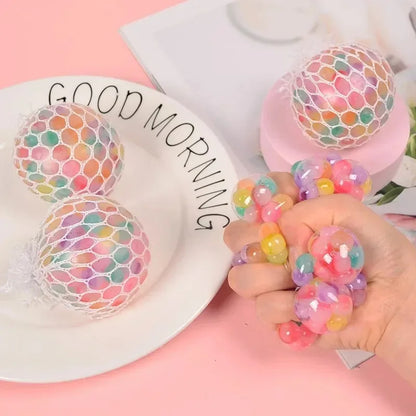 Rainbow Bead Stress Ball | Squishy Fidget Toy for Adults and Kids
