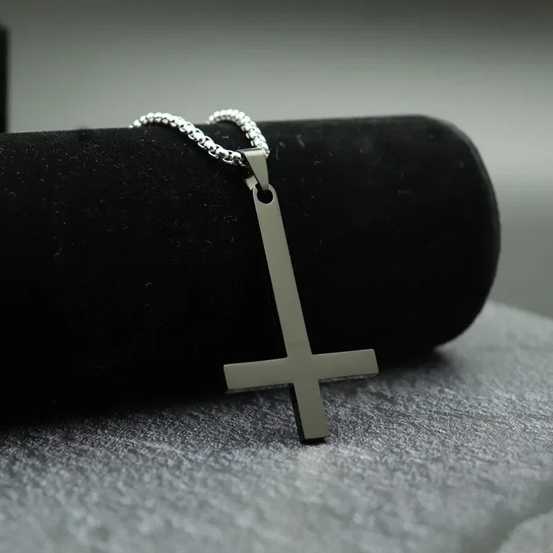 Simple Cross With Circle Pendant Necklace | Stainless Steel Christ Cruz Chain for Men and Boys