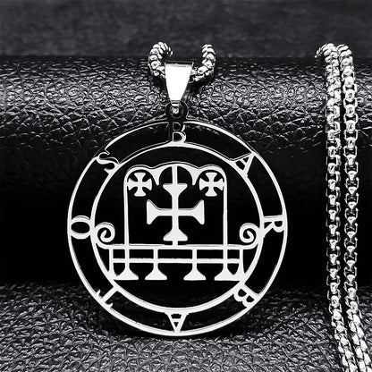 Sigeal Sigil De Lucifer Stainless Steel Satan Necklace | Asmoday Key Baphomet Pendant Jewelry
