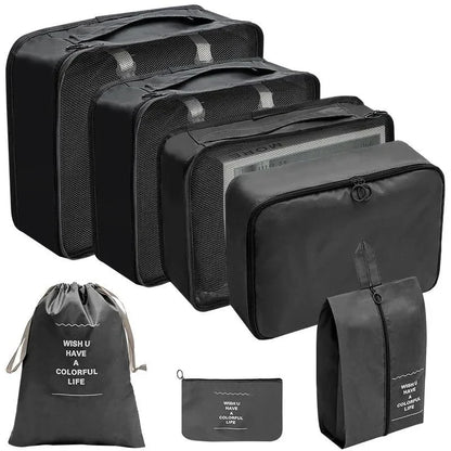 7/8/9/10-Pcs Travel Organizer Packing Cubes Set – Portable Luggage Storage Bags for Clothes, Shoes & Accessories