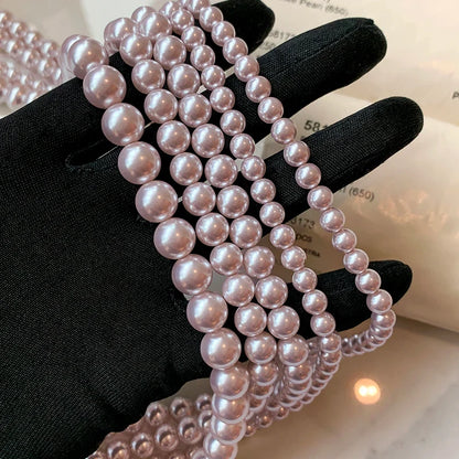 Rose Purple Pearl Bead Choker Necklace | Elegant Korean Jewelry for Women