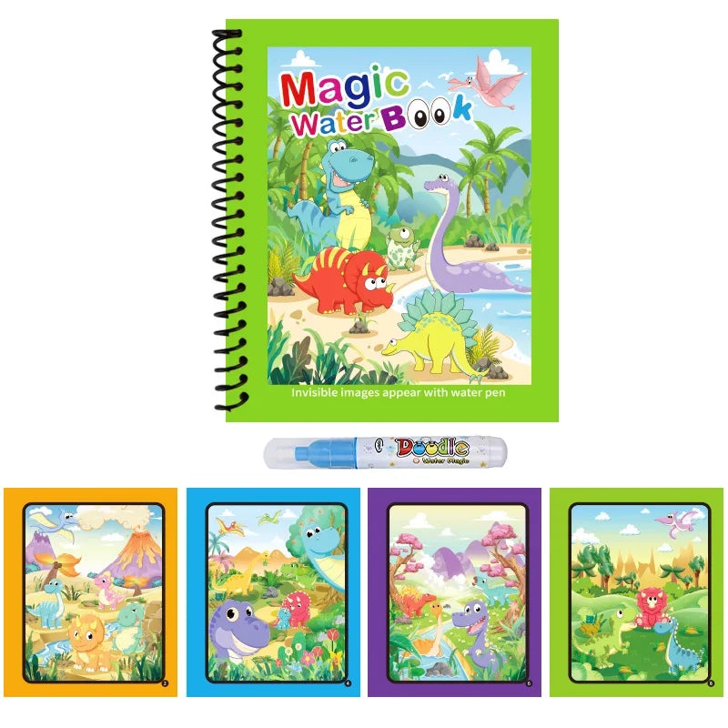 Cartoon Watercolor Painting Magic Book | Mess-Free Reusable Water Drawing Pad for Kids