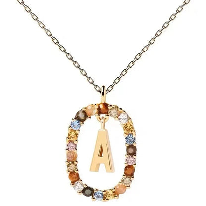 925 Sterling Silver Gold Initial Necklace | Personalized Letter Pendant with Zirconia