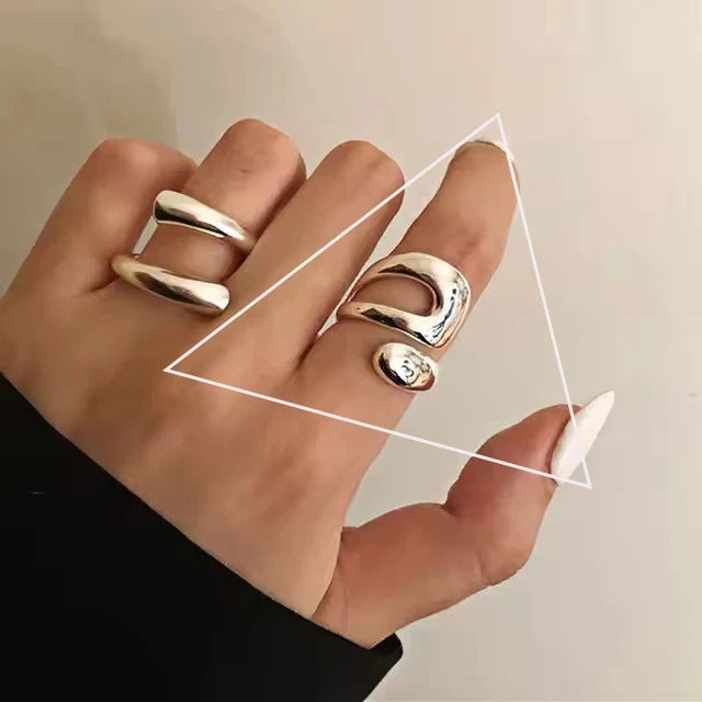 VENTFILLE 925 Sterling Silver Adjustable Rings | Vintage Hip Hop Couples Jewelry