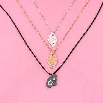 3 Piece Matching Pendant Necklace Set | Sun Moon Star Best Friend Gifts