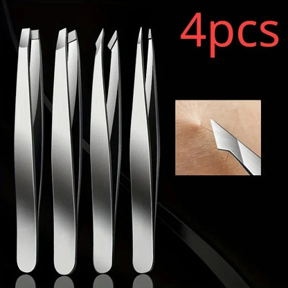 4pcs Set Professional Tweezers Set Perfect For Eyebrow Hair Removal Splinter Very Effortless and Relaxed to Remove