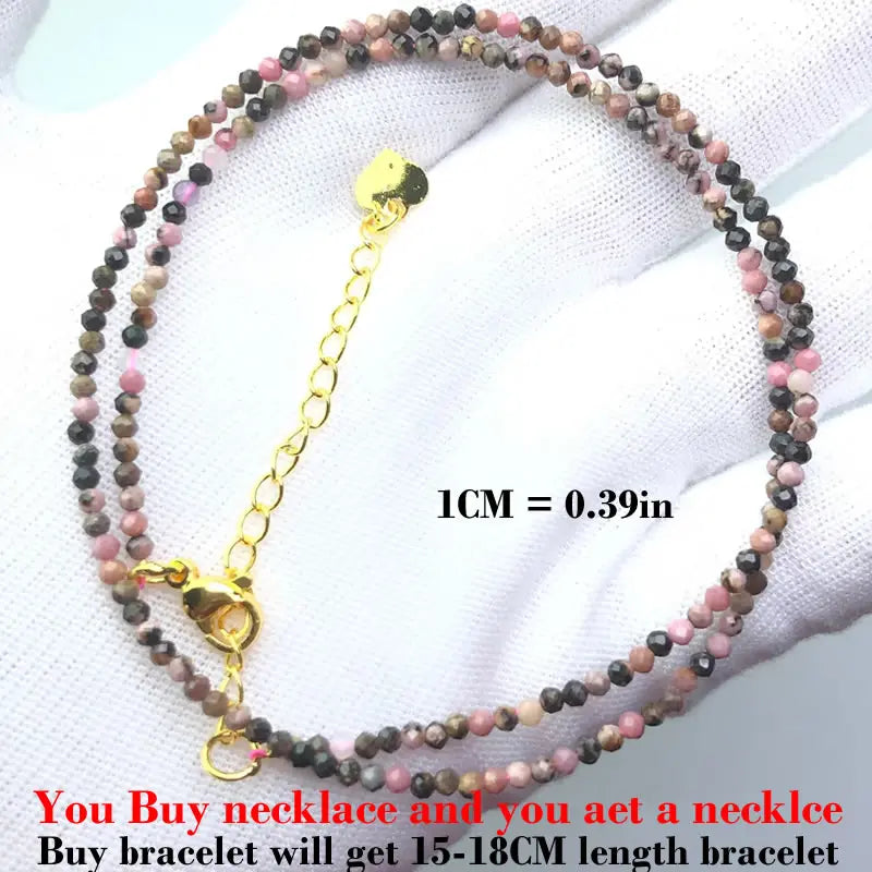Fashion Faceted 2mm Beads Necklace | Mini Natural Stone Amethyst Quartz Agate Choker