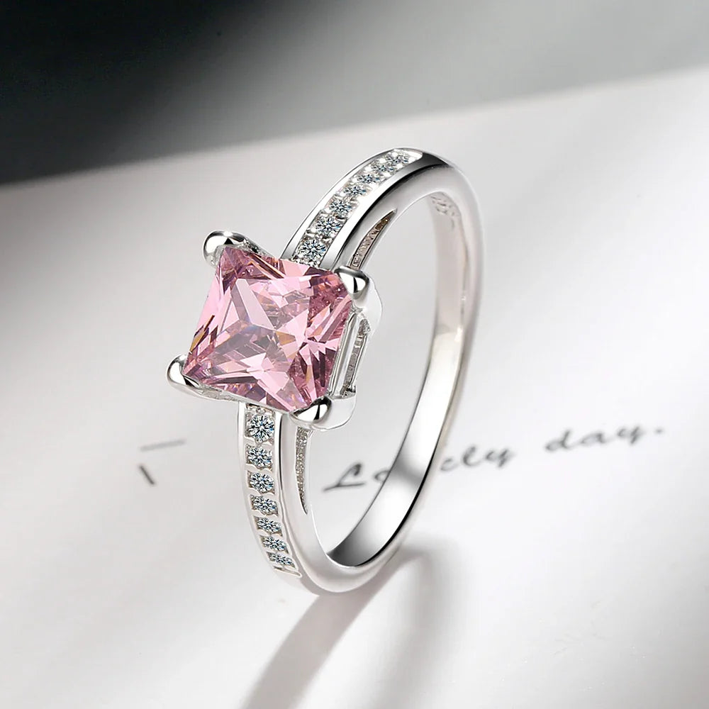 2.2ct Created Red Ruby 925 Sterling Silver Solitaire Engagement Ring | Cushion Cut Gemstone Wedding Gift