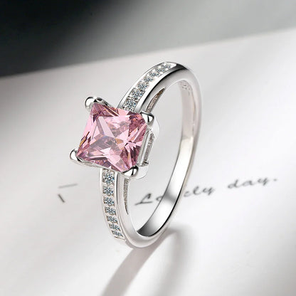 2.2ct Created Red Ruby 925 Sterling Silver Solitaire Engagement Ring | Cushion Cut Gemstone Wedding Gift
