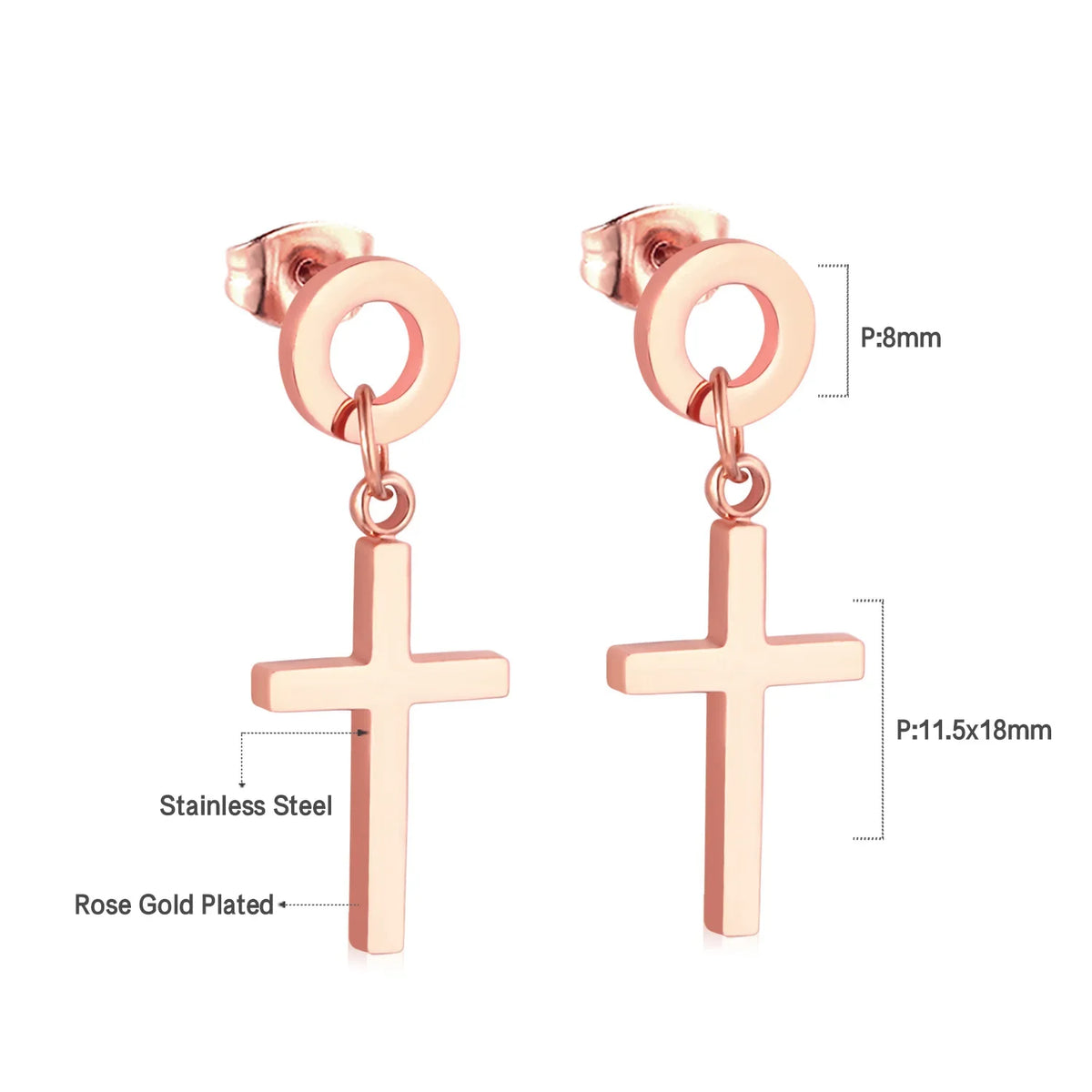 LUXUSTEEL Stainless Steel Cross Hoop Earrings | Colorful Fashion Jewelry for Women