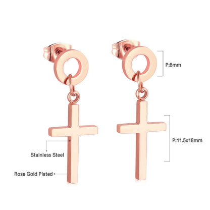 LUXUSTEEL Stainless Steel Cross Hoop Earrings | Colorful Fashion Jewelry for Women