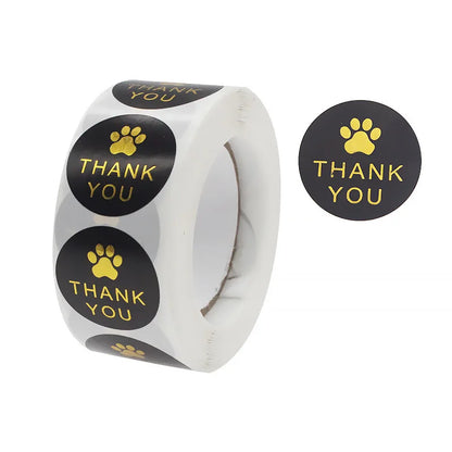 1 Inch Gold Foil Paw Thank You Stickers | Cute Business Supplies