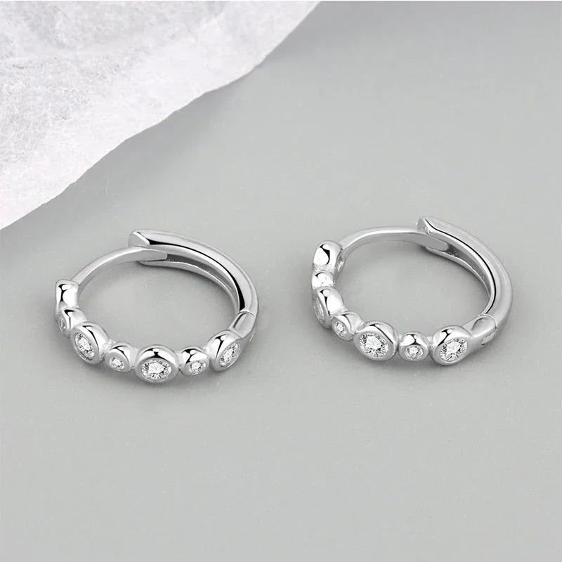 ANENJERY CZ Zircon Circle Hoop Earrings | Punk Trendy Fashion Jewelry
