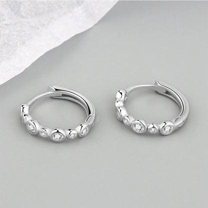 ANENJERY CZ Zircon Circle Hoop Earrings | Punk Trendy Fashion Jewelry